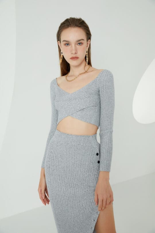 Pristine Cross Top in Grey