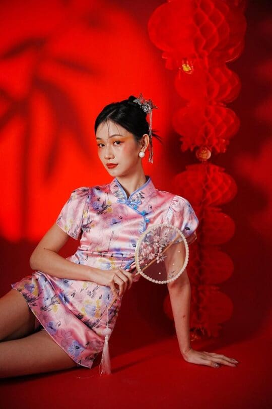 Ruyi Qipao Sleeve Top in Pink Print