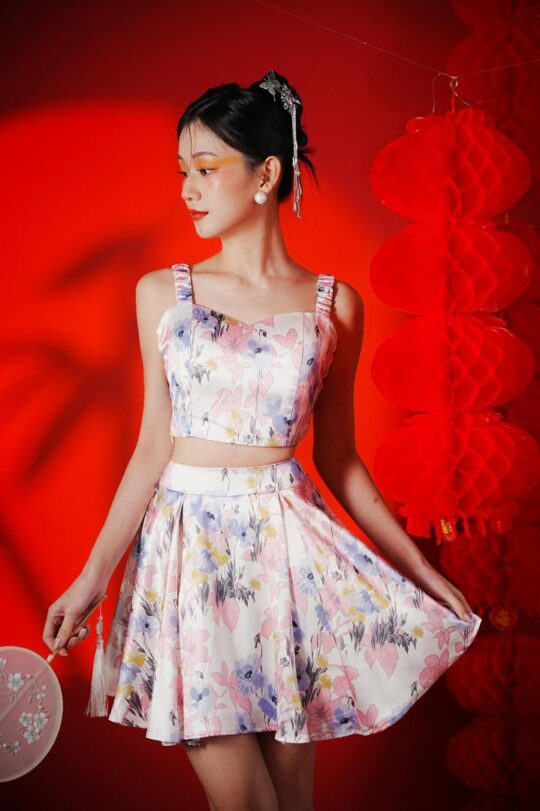 Ruyi Skirt in White Print