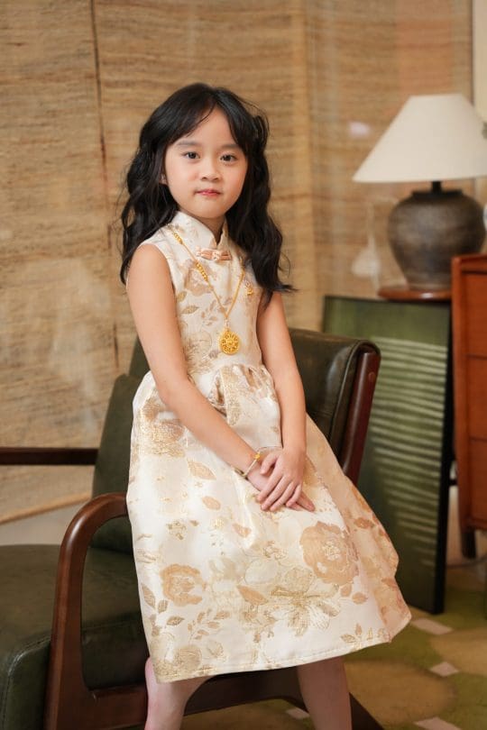 FU Kid Dress in Gold Print