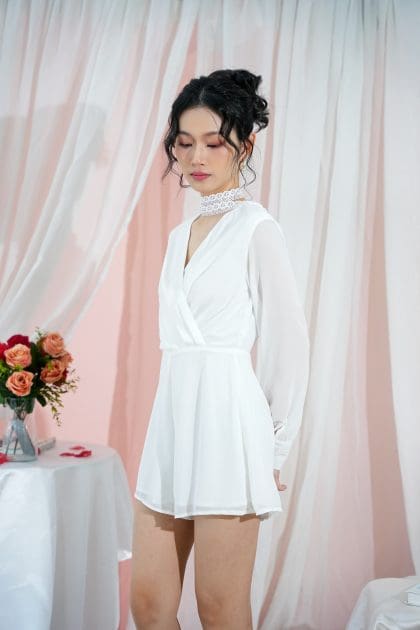 Alternative view of Denise Playsuit in White