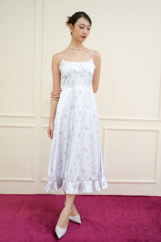 Botania Vibes Long Dress in Blue Print