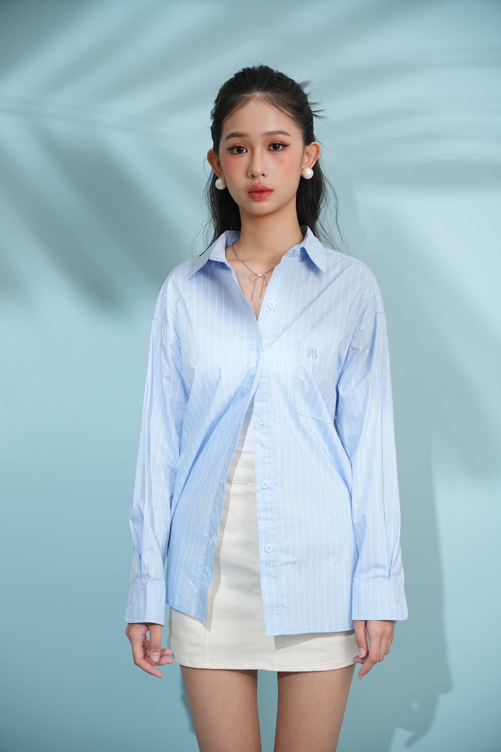 Marina Oversized Shirt in Blue - Image 5
