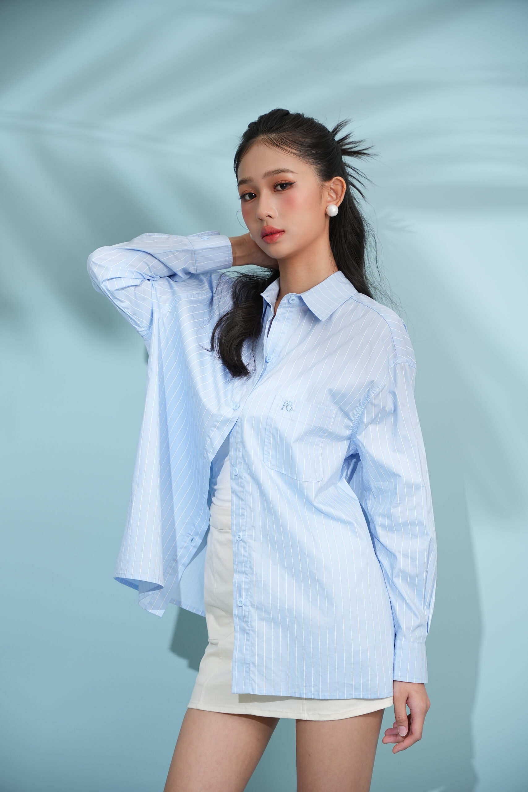 Marina Oversized Shirt in Blue - Image 4