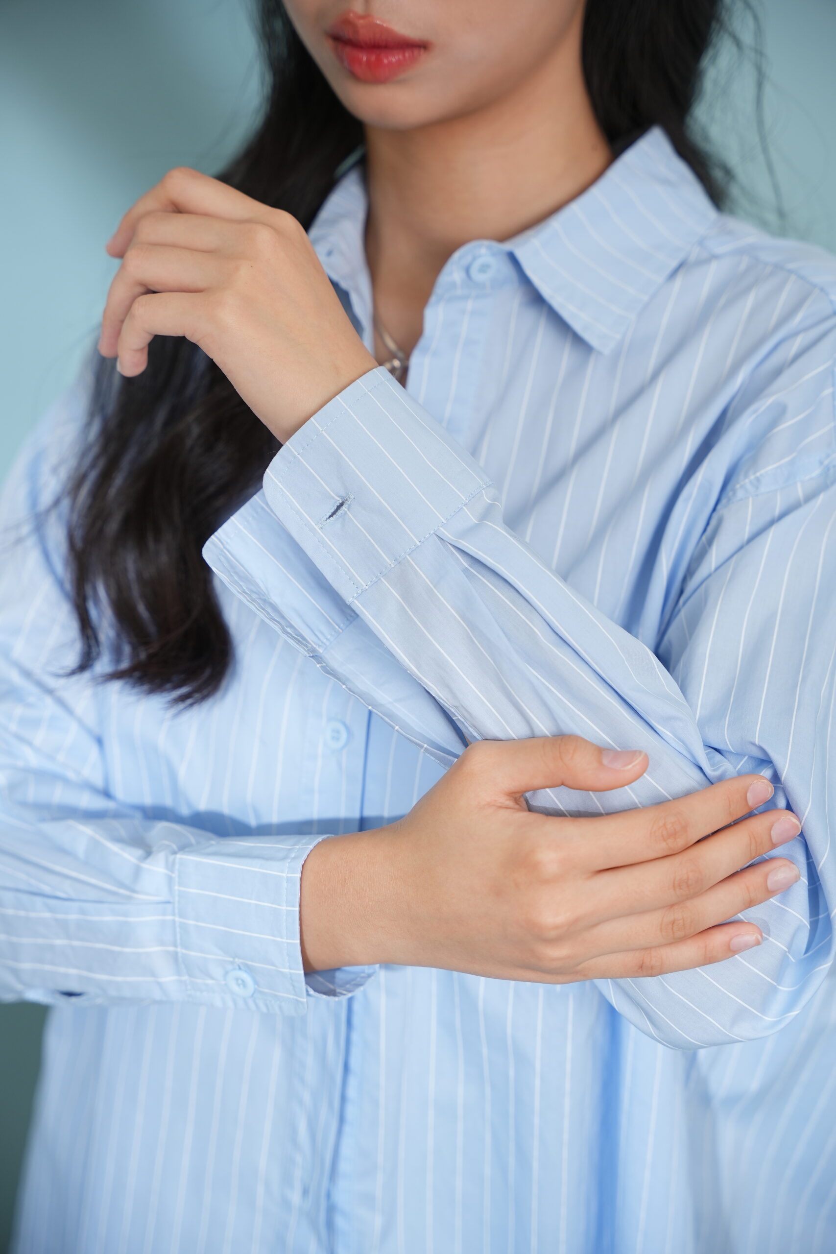 Marina Oversized Shirt in Blue - Image 7