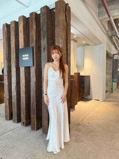 Lumiere Satin Maxi Dress in White