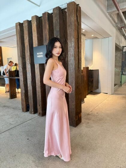 Alternative view of Lumiere Satin Maxi Dress in Pink