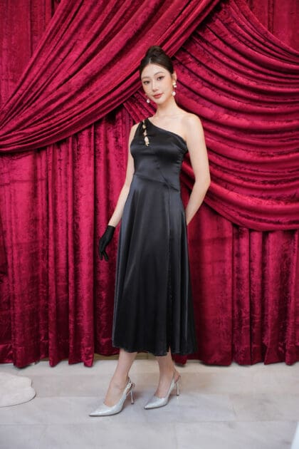 Starry Toga Dress in Black