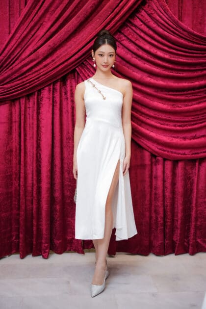 Starry Toga Dress in White