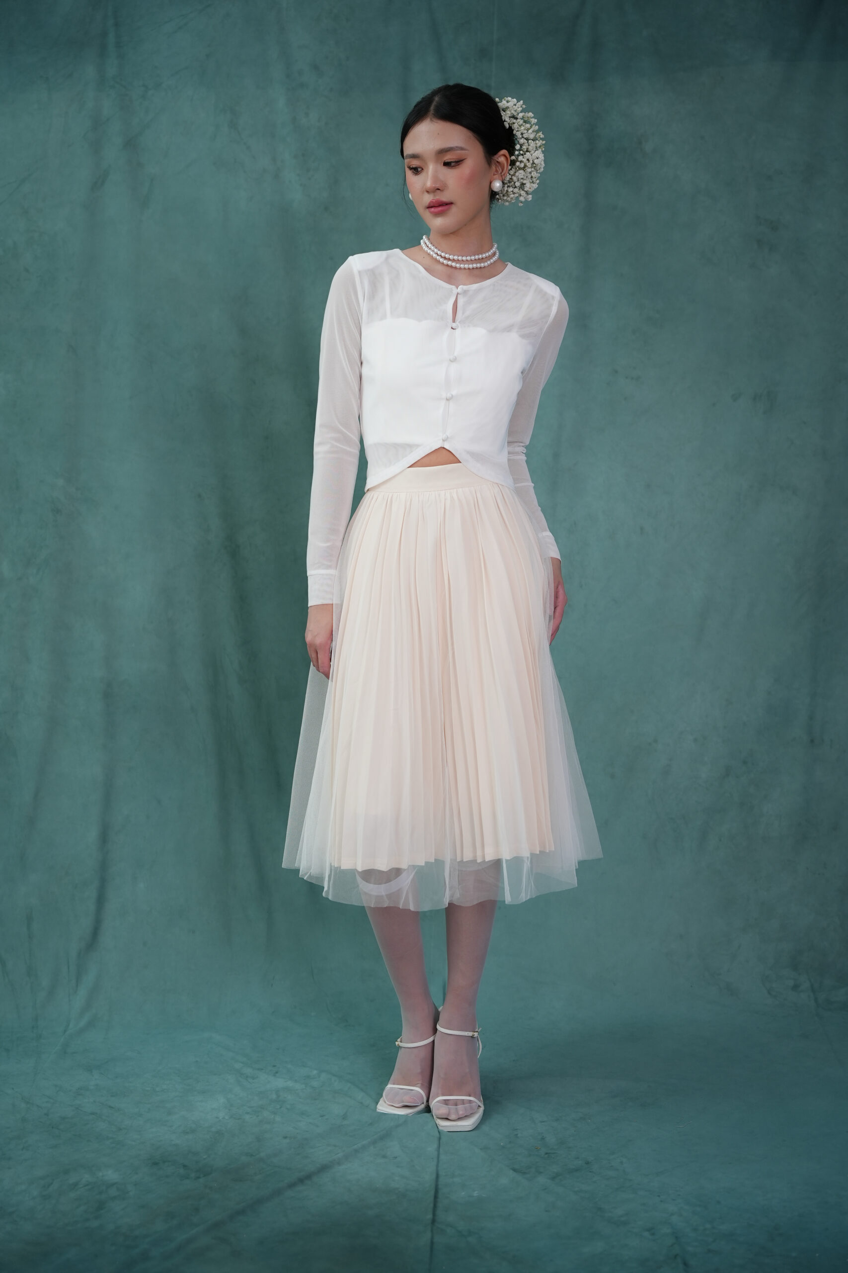 Nixx Mesh Cardigan in White - Image 4