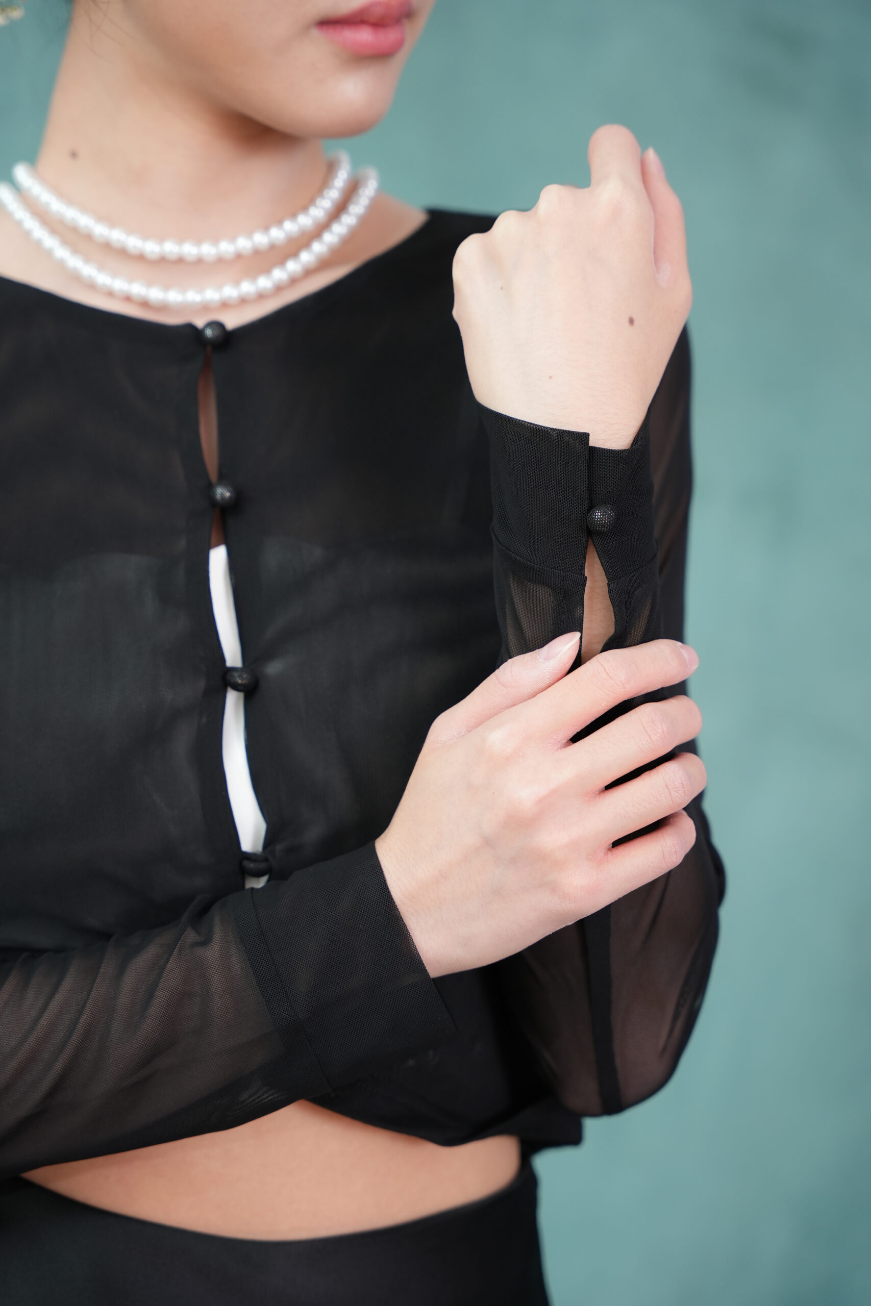 Nixx Mesh Cardigan in Black - Image 5