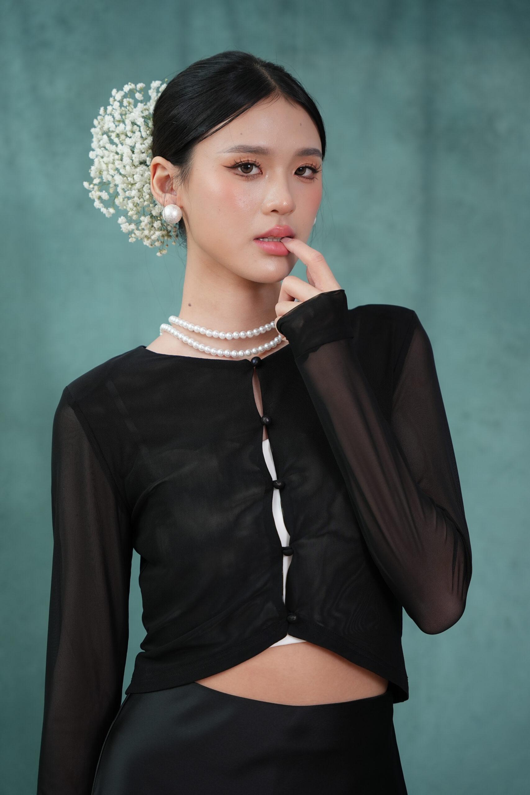 Nixx Mesh Cardigan in Black - Image 2