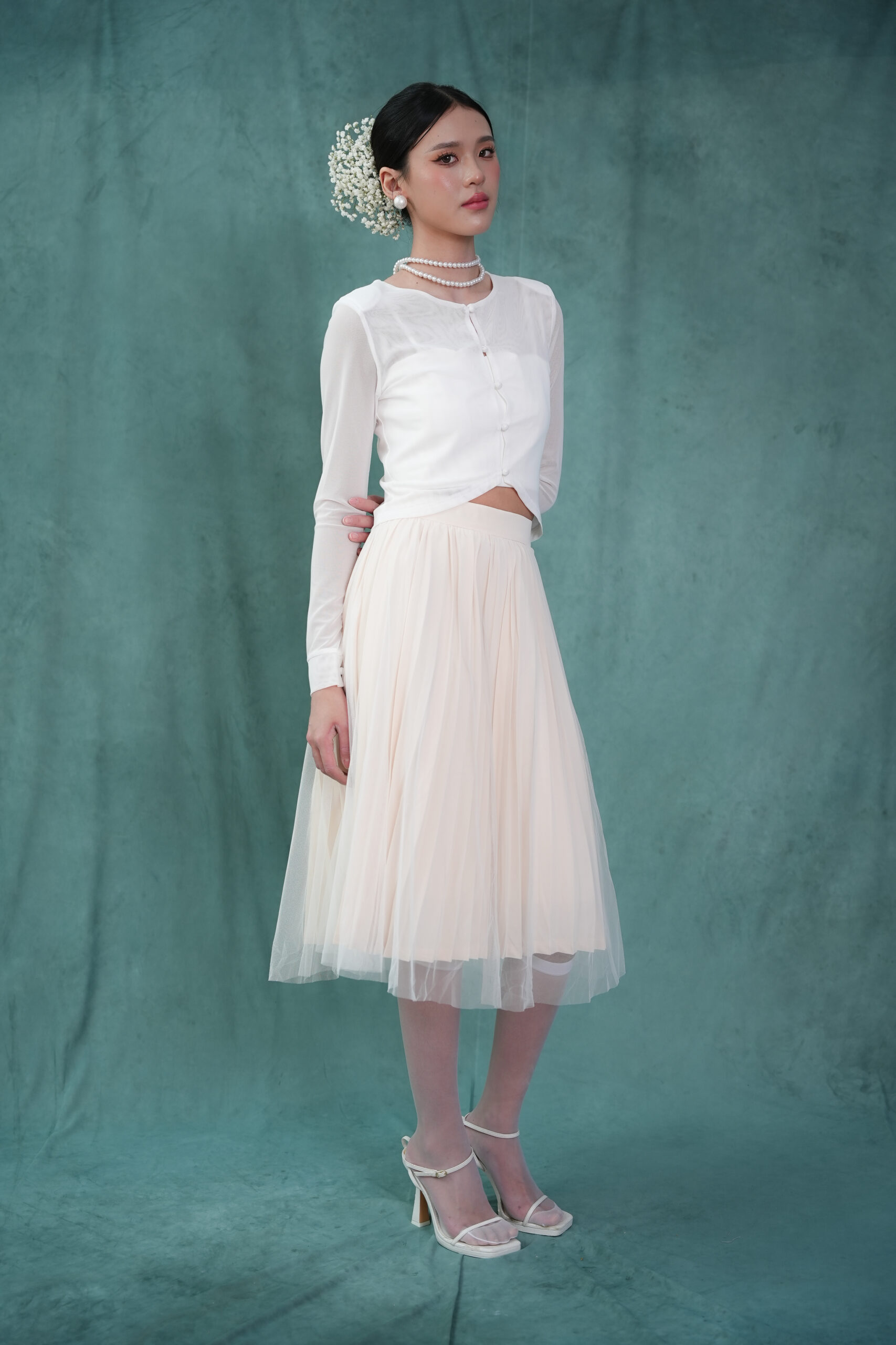 Nixx Mesh Cardigan in White - Image 2