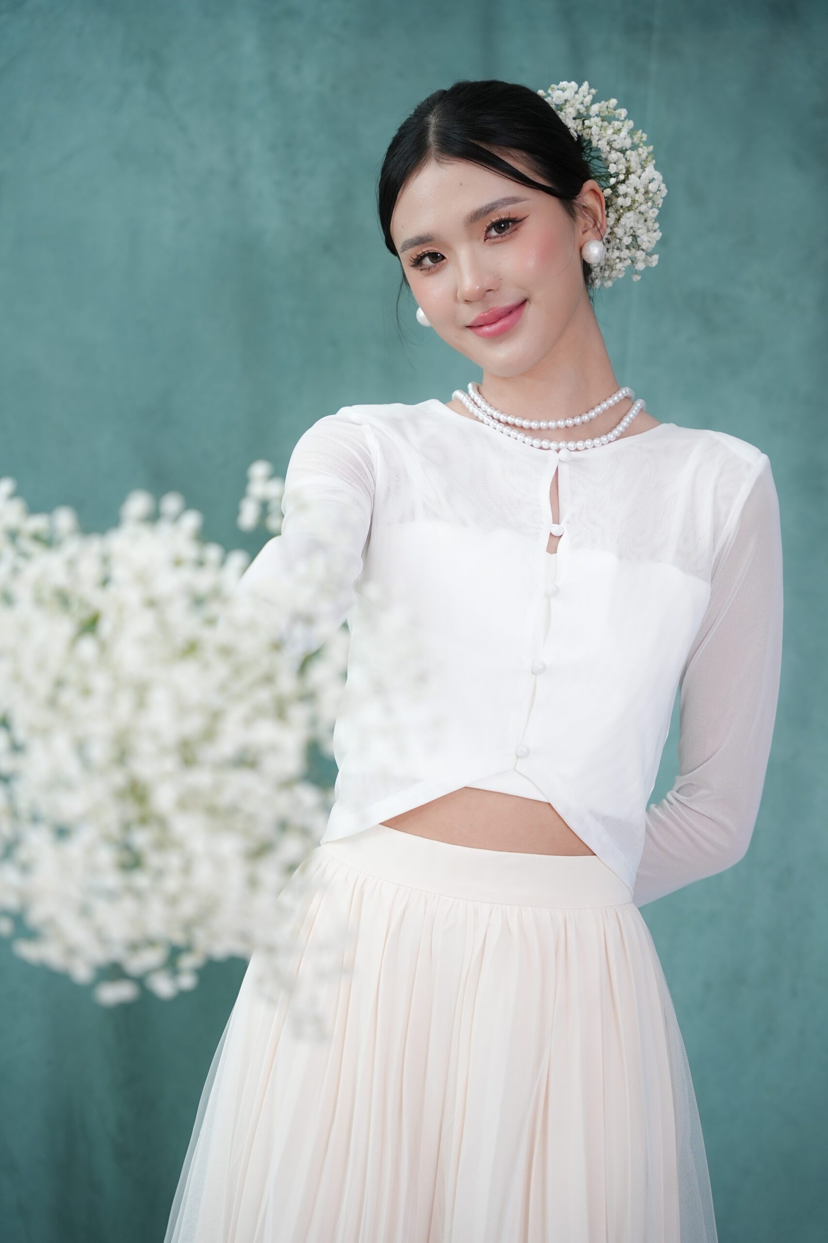 Nixx Mesh Cardigan in White - Image 6