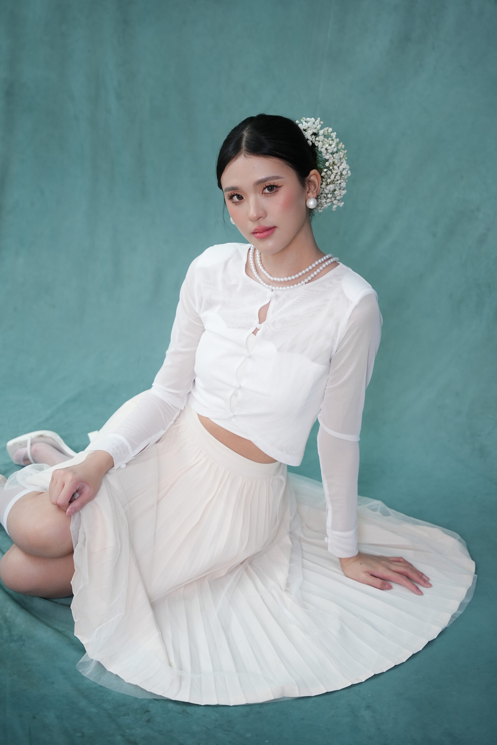 Nixx Mesh Cardigan in White