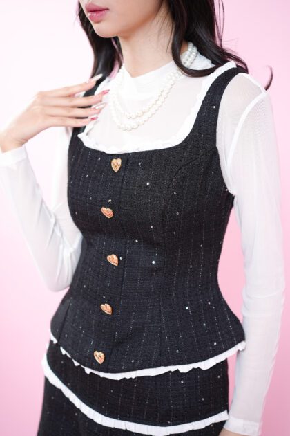 Alternative view of Tweed Top in Black