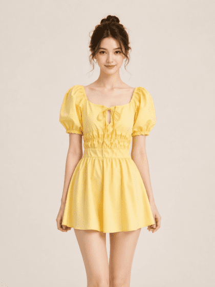 Spring Mini Dress in Yellow