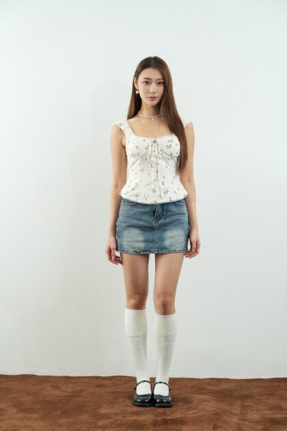 Sun-Kissed Denim Skirt in Dark Blue (Backorder)