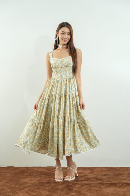 Sun-Kissed Long Dress in Yellow Print