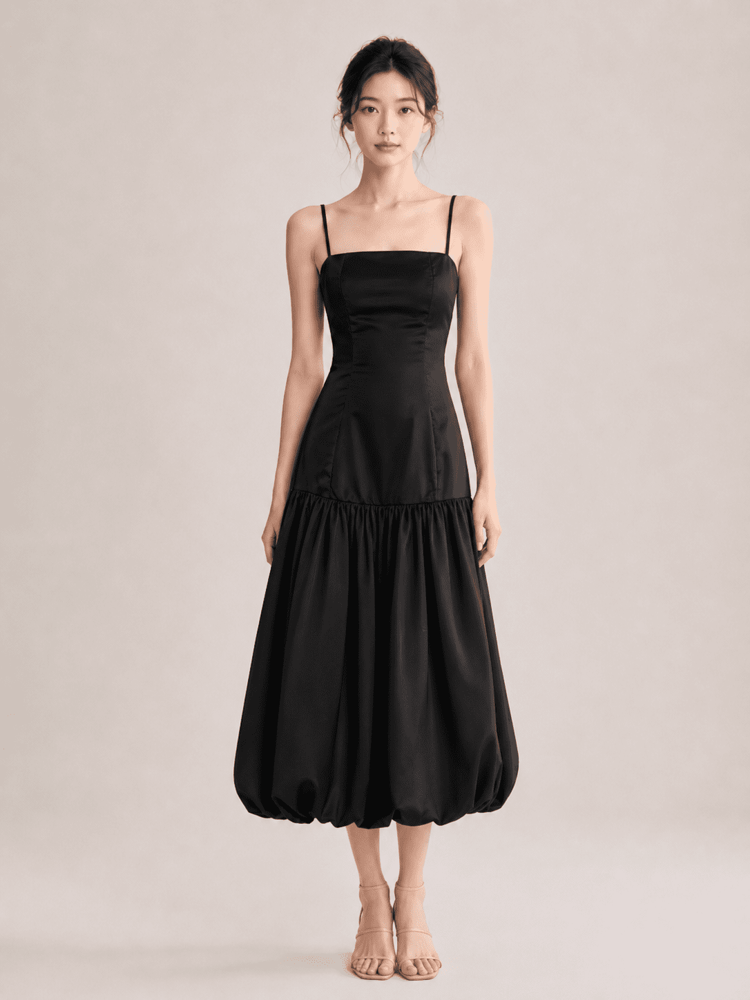 Bubble Long Dress in Black