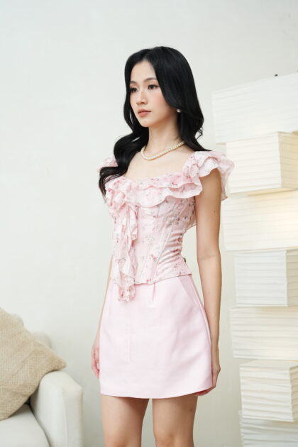 Alternative view of Waterlily Corset in Pink
