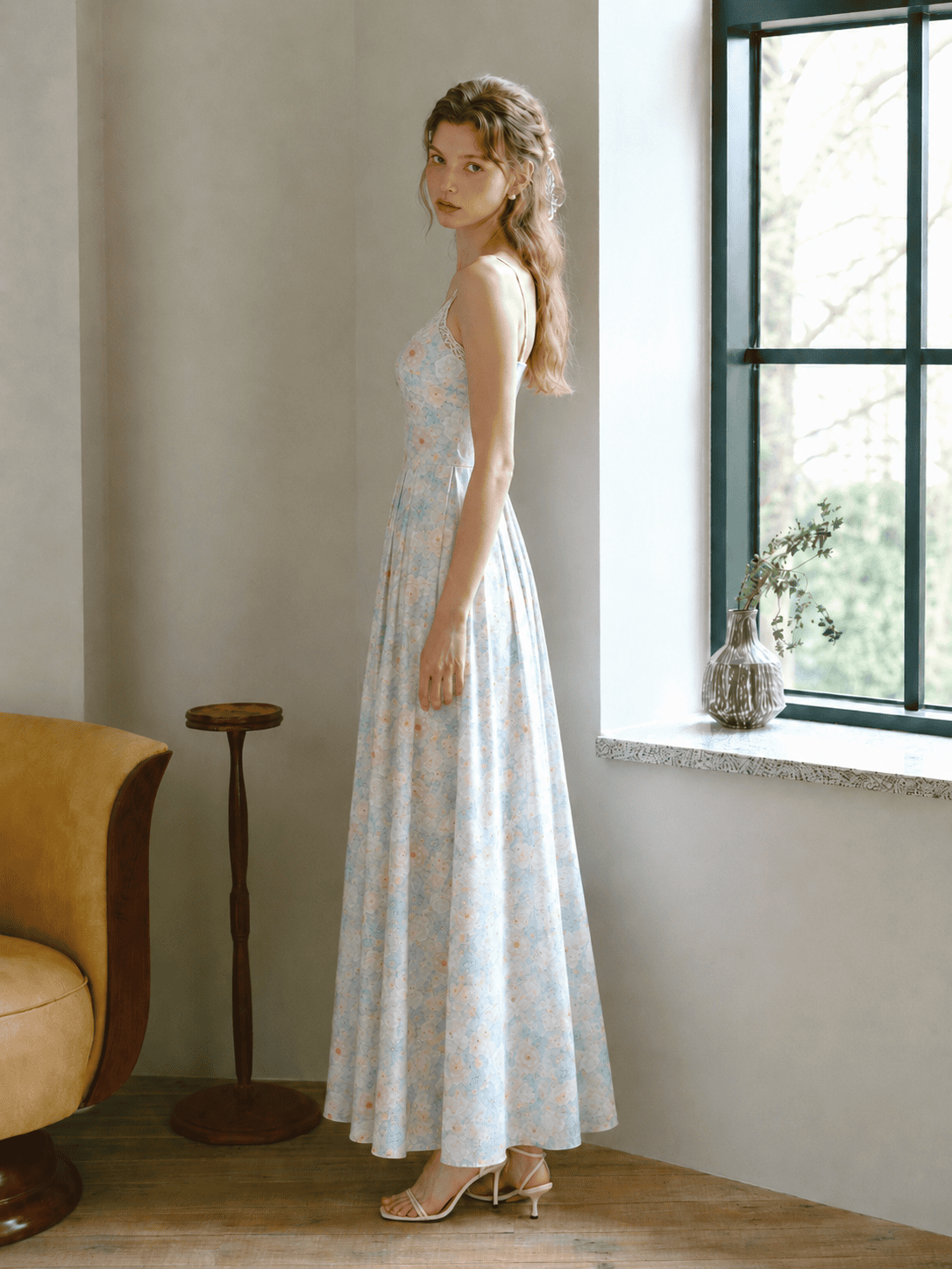 Athena Maxi Dress in Blue Print (Backorder) - Image 4