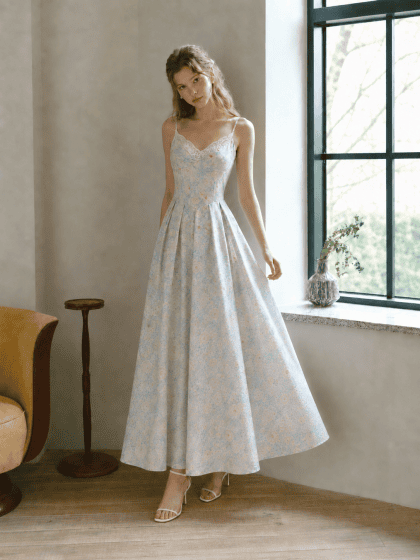 Athena Maxi Dress in Blue Print (Backorder)