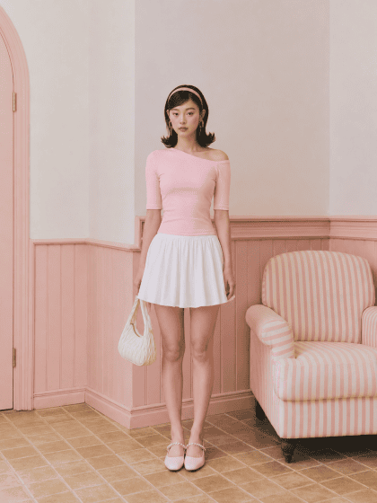 Alternative view of Pink Off Top in Pink