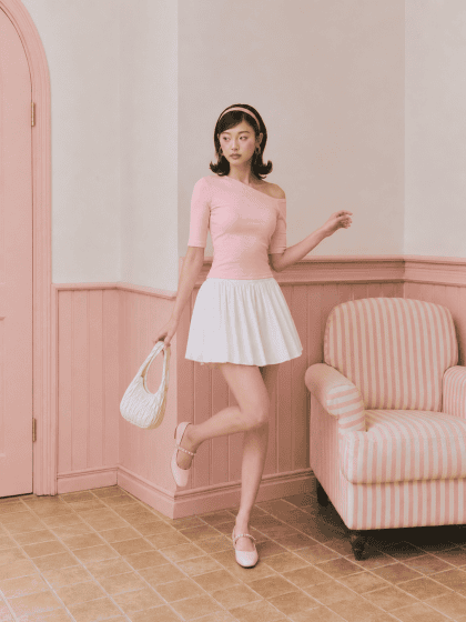 Pink Off Top in Pink