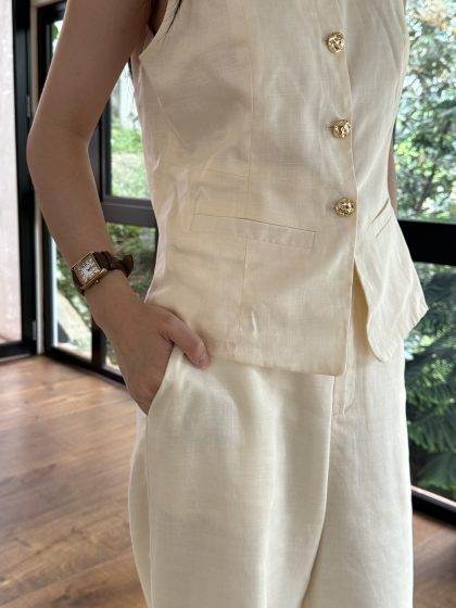 Alternative view of Linen Long Pant in Cream