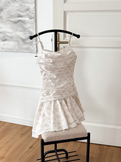 Balletcore Mini Dress in Flower Print - Image 3