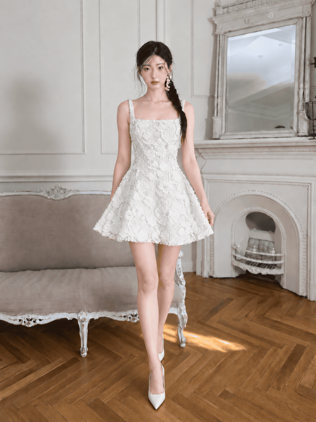 Gem Dress in White