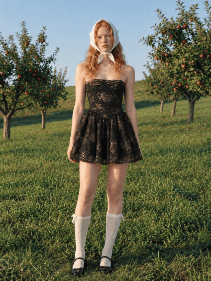 Hemline Mini Dress in Black