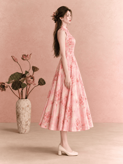 Alternative view of Qipao in Pink (Pre-order)
