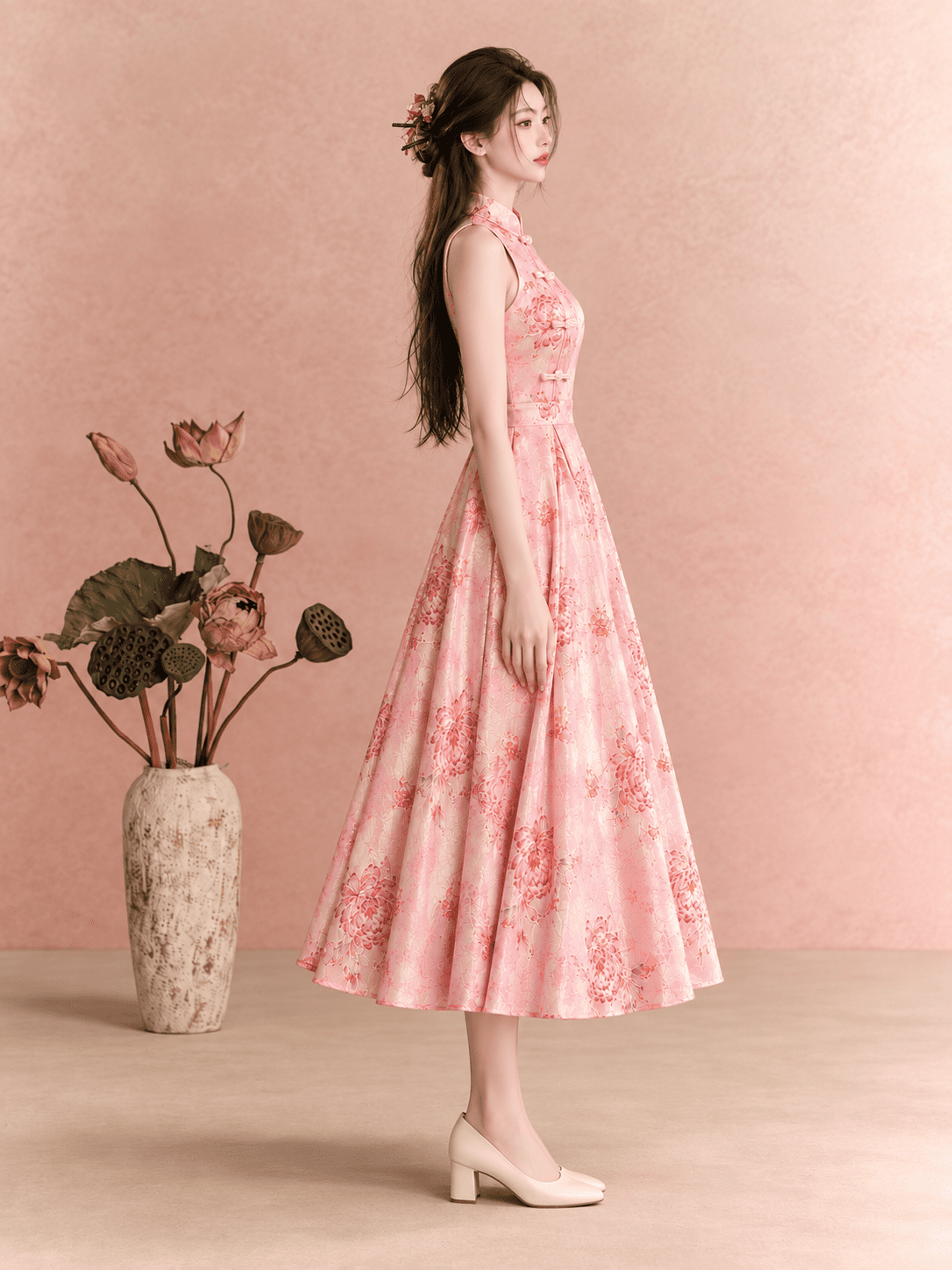 Qipao in Pink (Pre-order) - Image 2